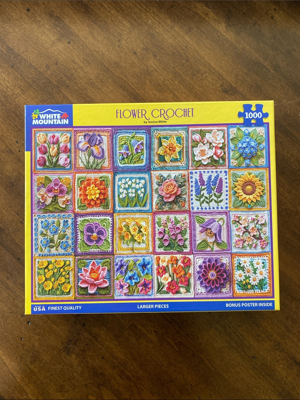 White Mountain •Flower Crochet 1000 Piece Jigsaw Puzzle